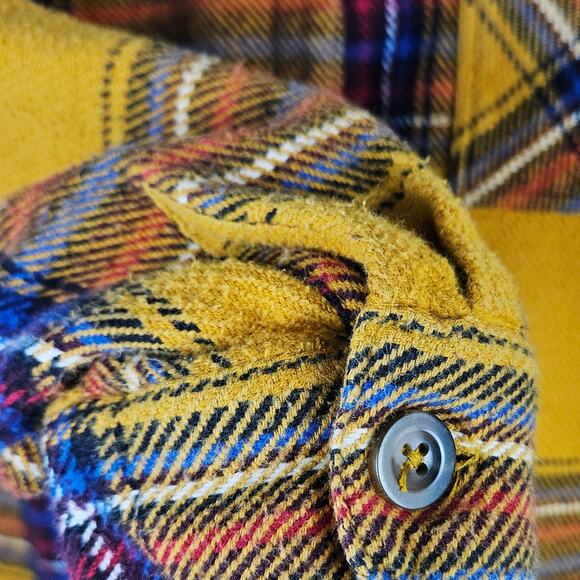 Maurices XL Mustard Plaid Shirt Flannel Shacket Oversize Fall Cozy Rustic Grunge - Picture 9 of 14